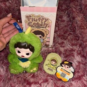 Fluffy Cabin Green Dragon Keychain Plush